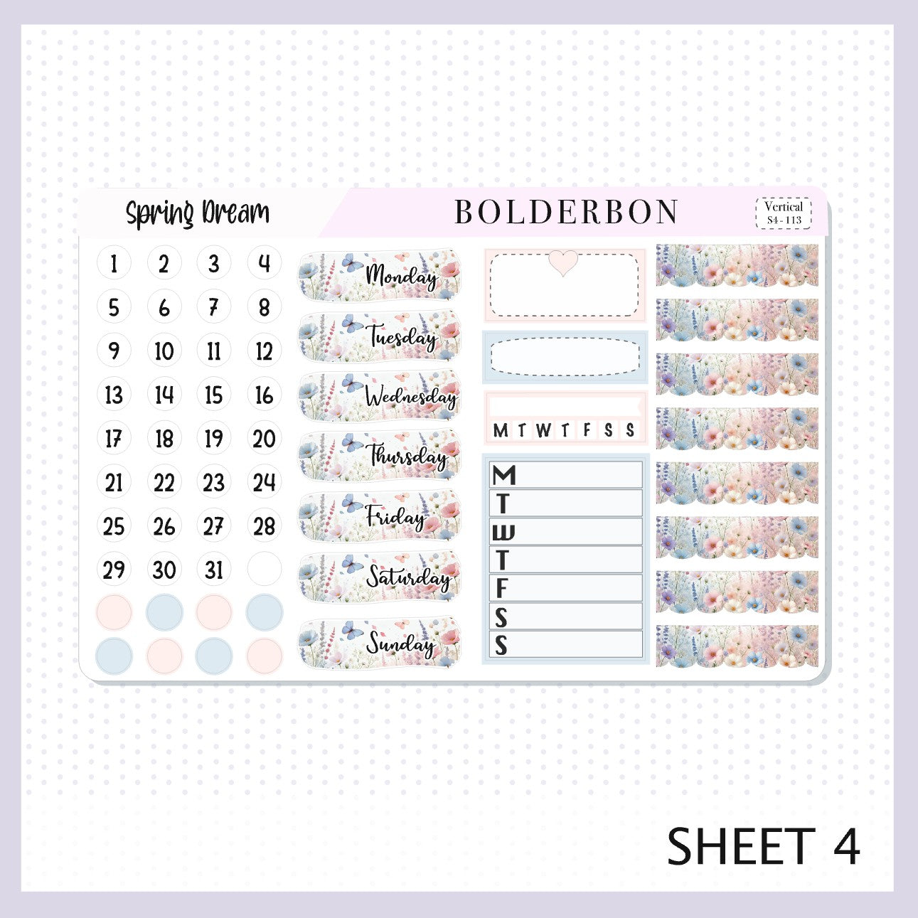 SPRING DREAM || 7x9 Vertical Planner Sticker Kit