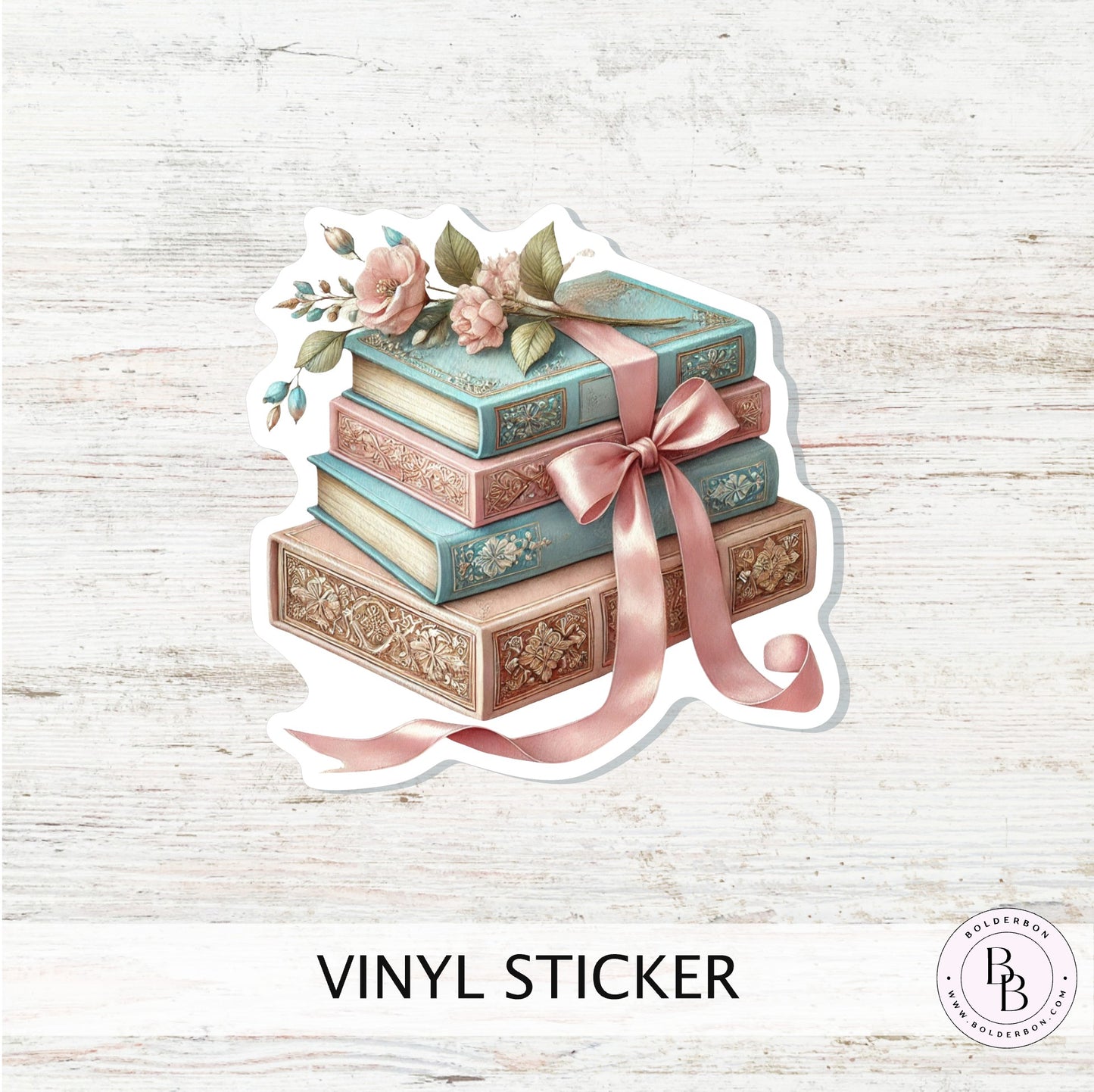 Elegant Book Stack Vinyl Sticker || Book Lover Vinyl Sticker, Unique Bookish Gift - Perfect for Planners, Journals, laptops and More!
