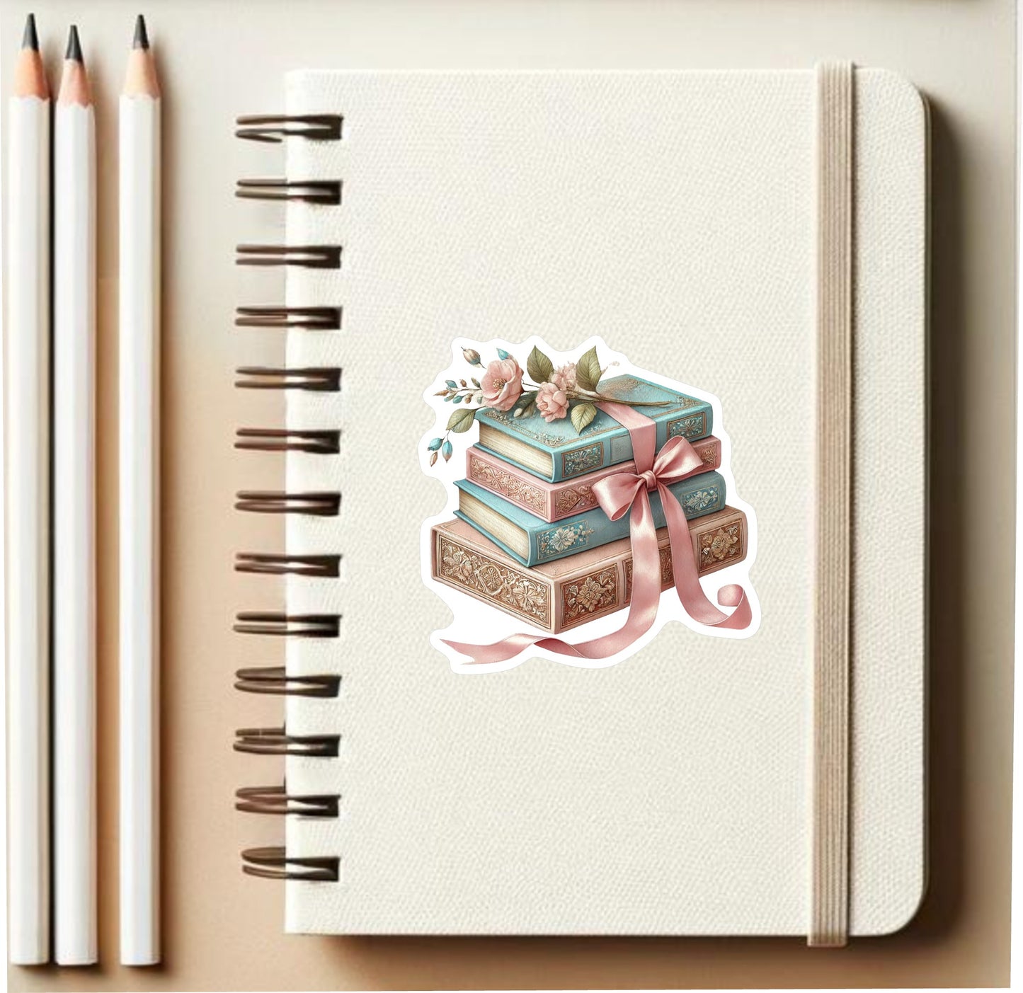 Elegant Book Stack Vinyl Sticker || Book Lover Vinyl Sticker, Unique Bookish Gift - Perfect for Planners, Journals, laptops and More!