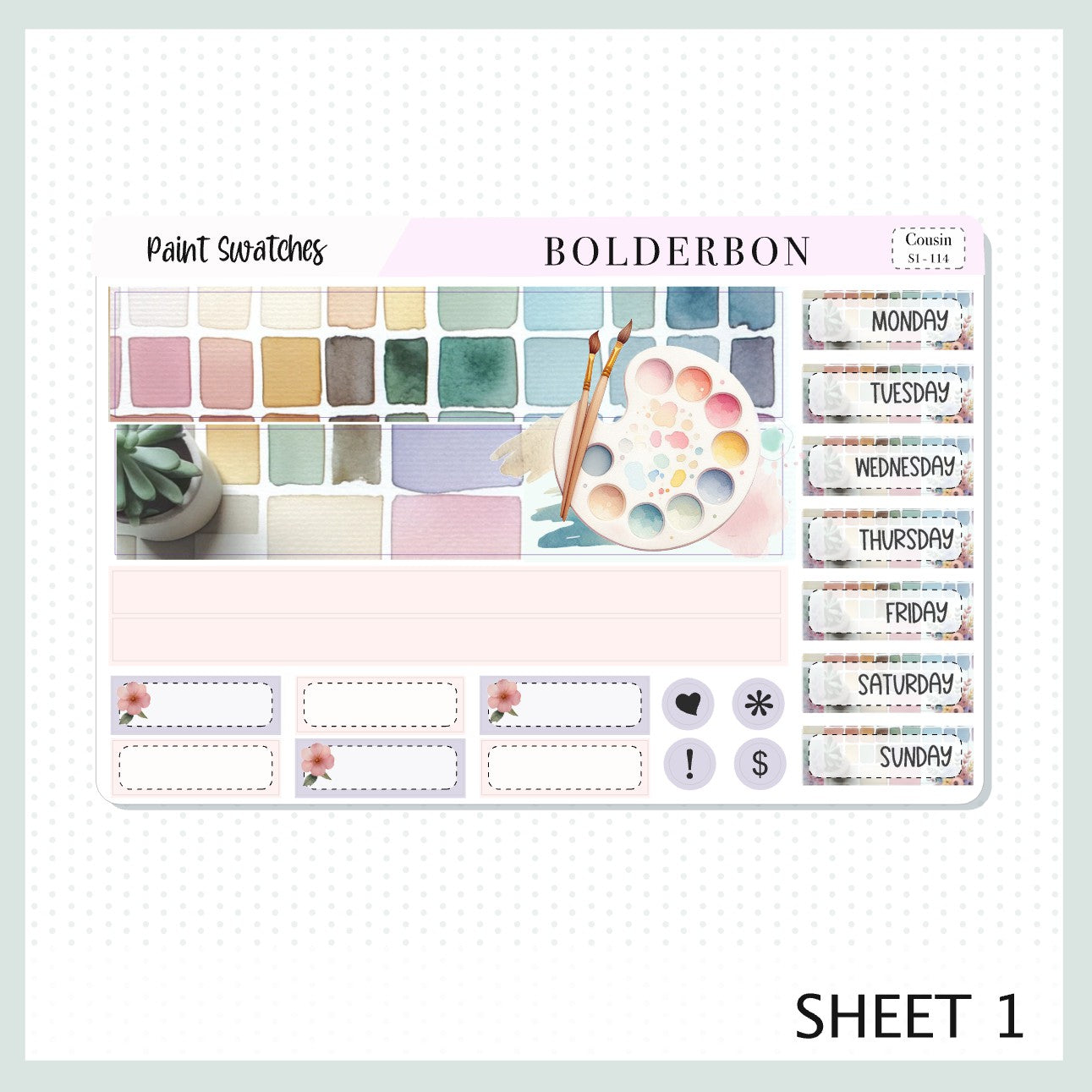 PAINT SWATCHES Hobonichi Cousin || A5 Planner Sticker Kit, Watercolor Artist Theme Weekly Planner Stickers