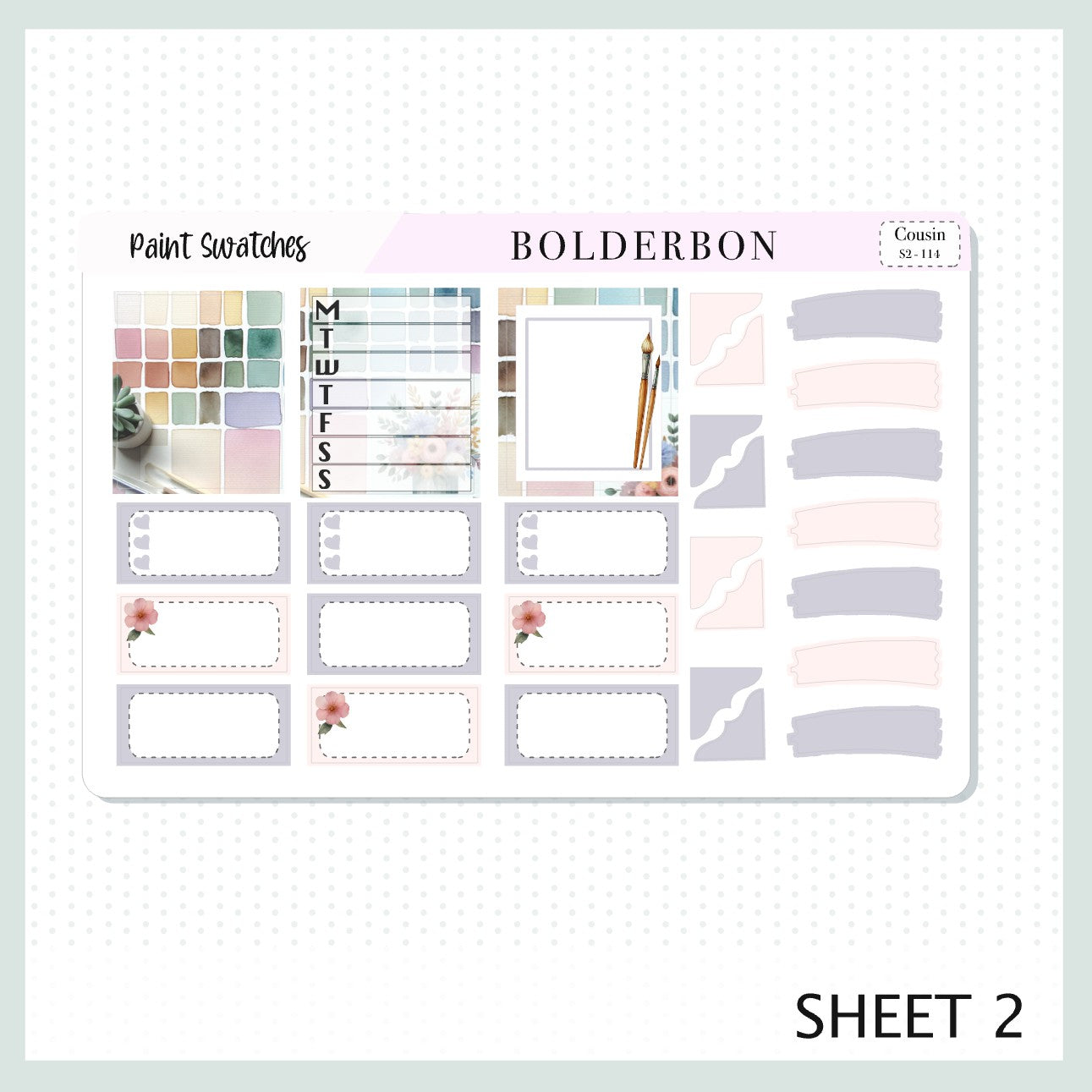 PAINT SWATCHES Hobonichi Cousin || A5 Planner Sticker Kit, Watercolor Artist Theme Weekly Planner Stickers