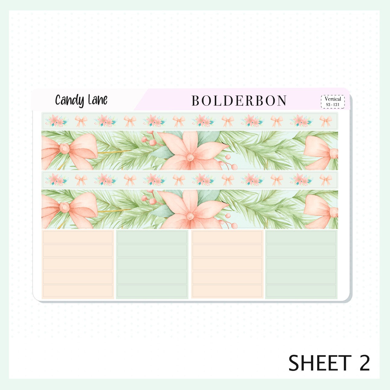 CANDY LANE 7x9 Vertical Sticker Kit || Festive Christmas Planner Stickers, Holiday Pastel Vibe