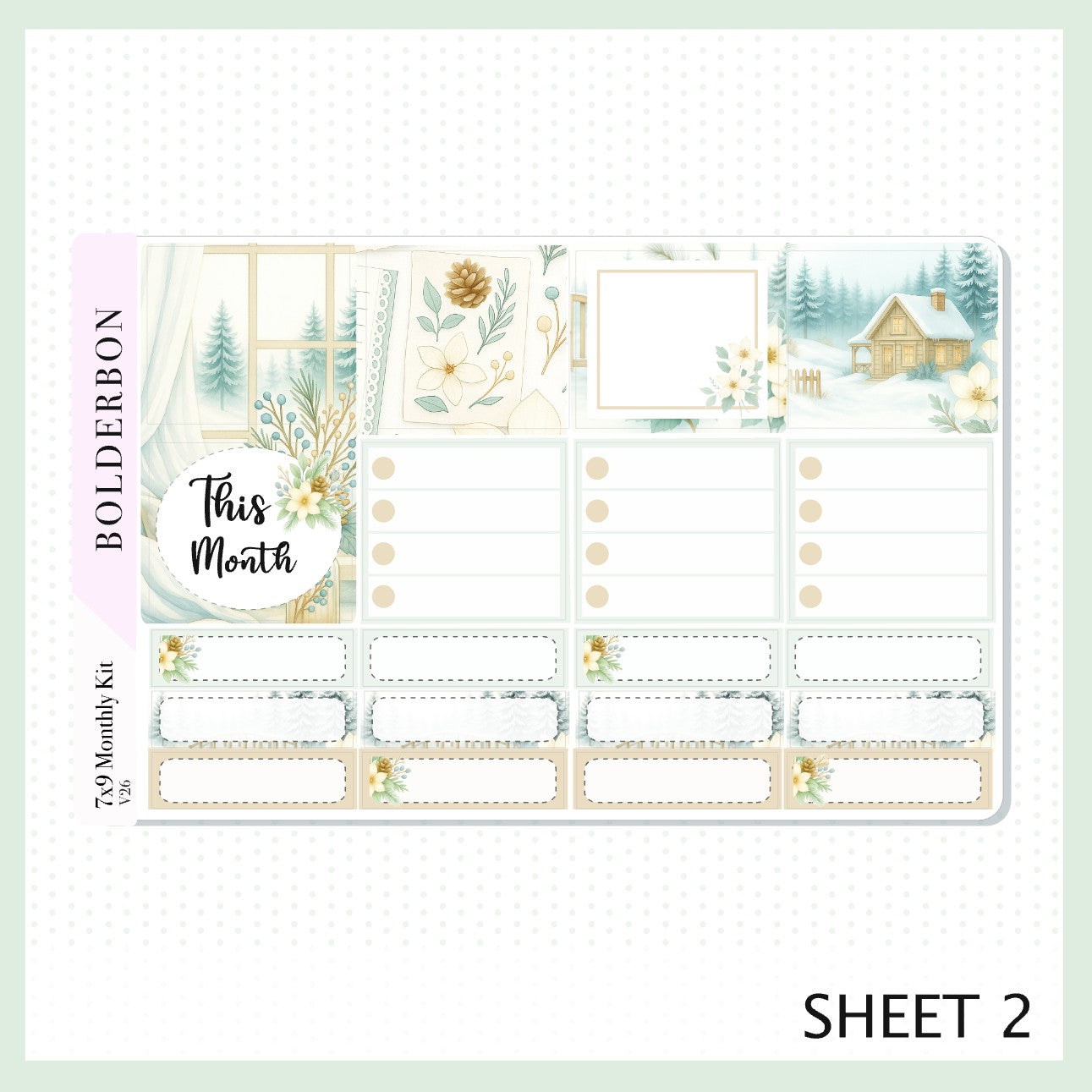 JANUARY 7x9 Monthly Sticker Kit || Peaceful Pines Winter Planner Stickers for Erin Condren