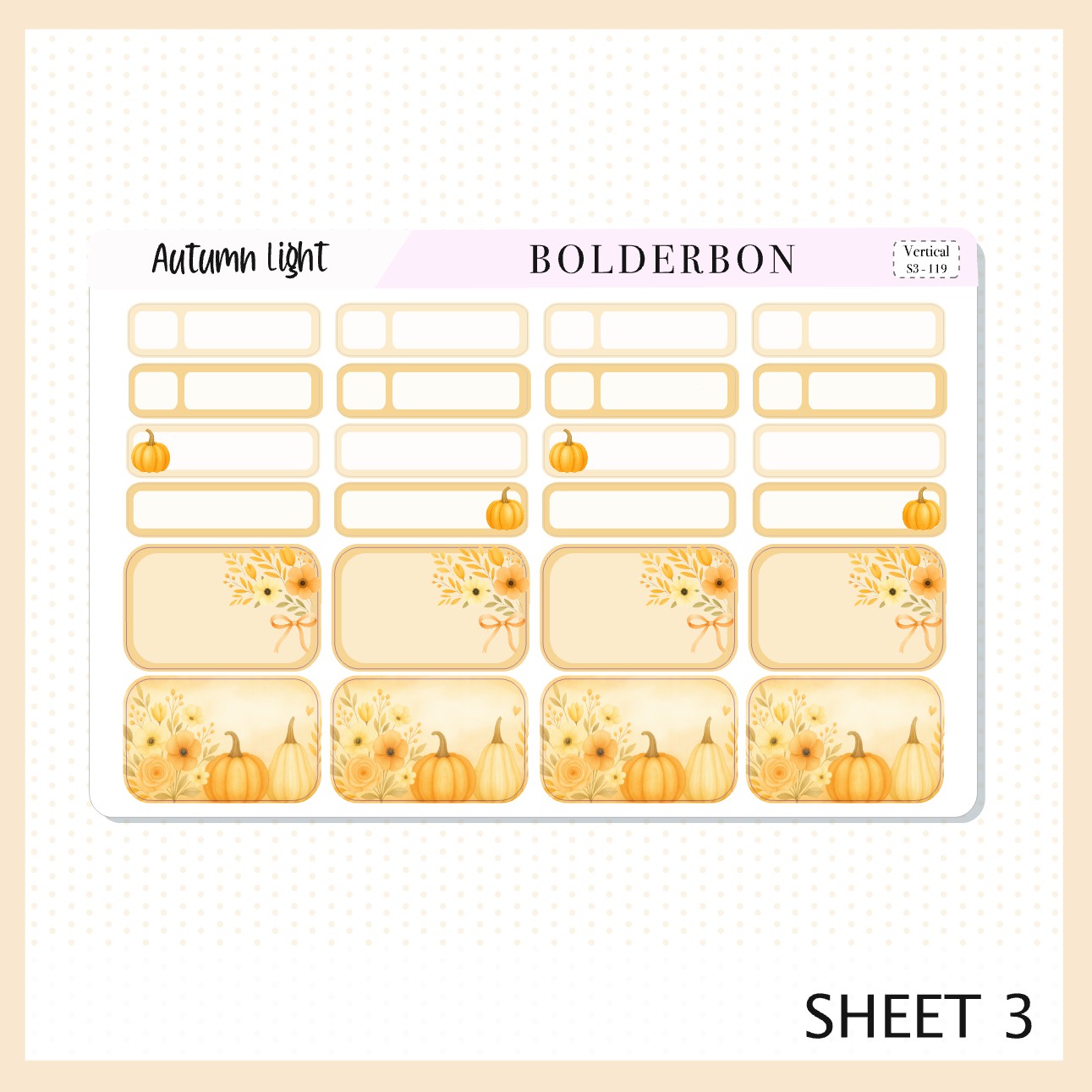 AUTUMN LIGHT 7x9 Vertical Sticker Kit || Cozy Fall Floral Planner Stickers, Autumn Aesthetic Vibe