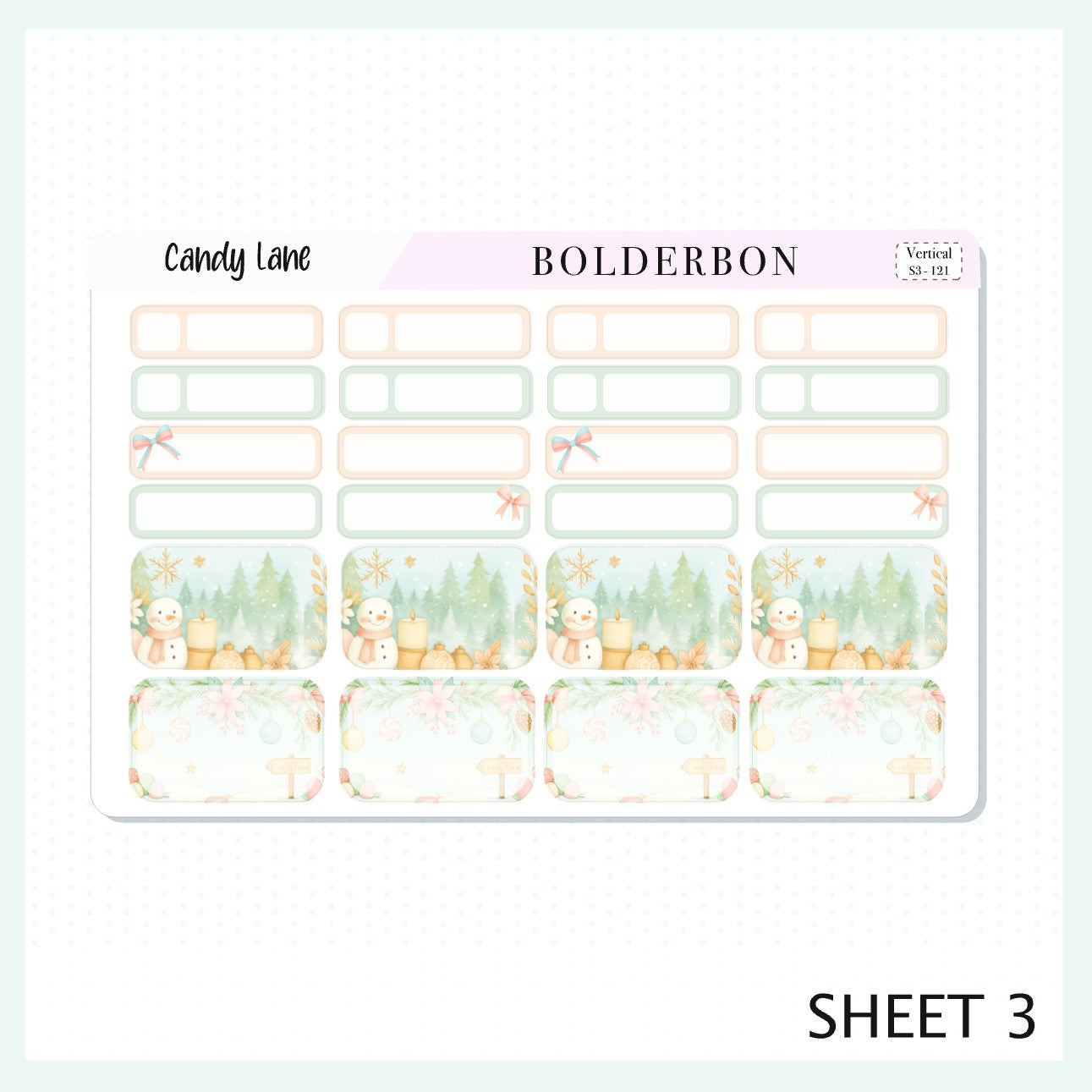 CANDY LANE 7x9 Vertical Sticker Kit || Festive Christmas Planner Stickers, Holiday Pastel Vibe