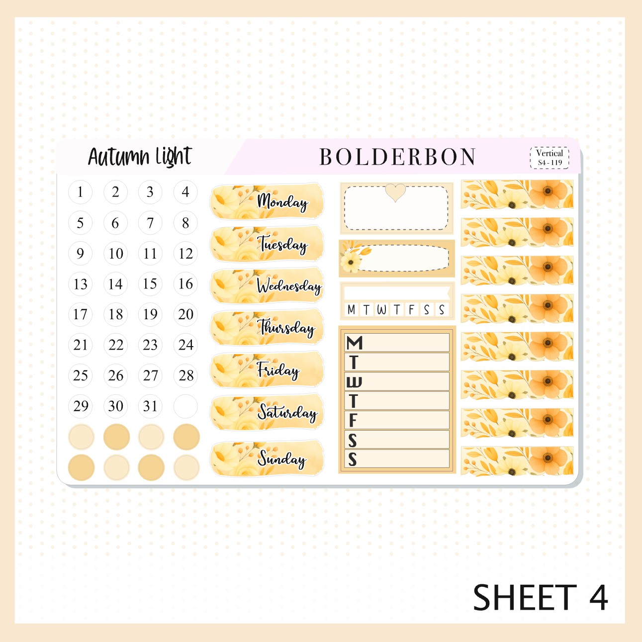 AUTUMN LIGHT 7x9 Vertical Sticker Kit || Cozy Fall Floral Planner Stickers, Autumn Aesthetic Vibe