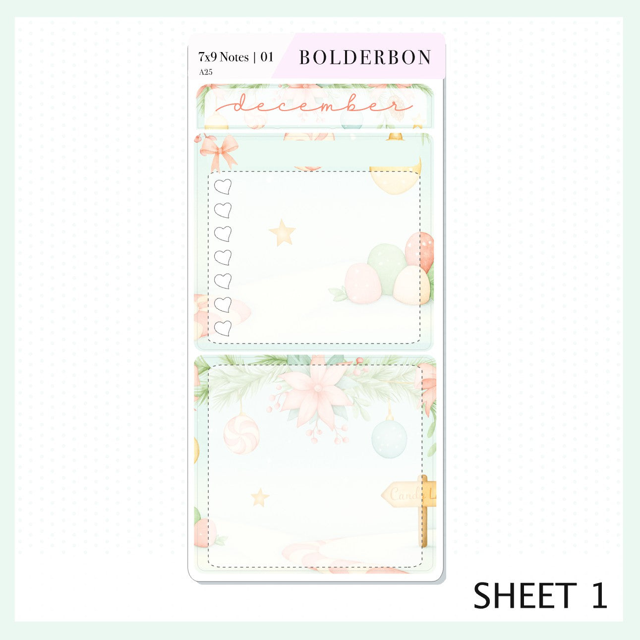 DECEMBER 7x9 Notes Kit || 2025/2026 Planner Sticker Kit for Erin Condren Planners, Festive Christmas Planner Stickers, Holiday Pastel Vibe
