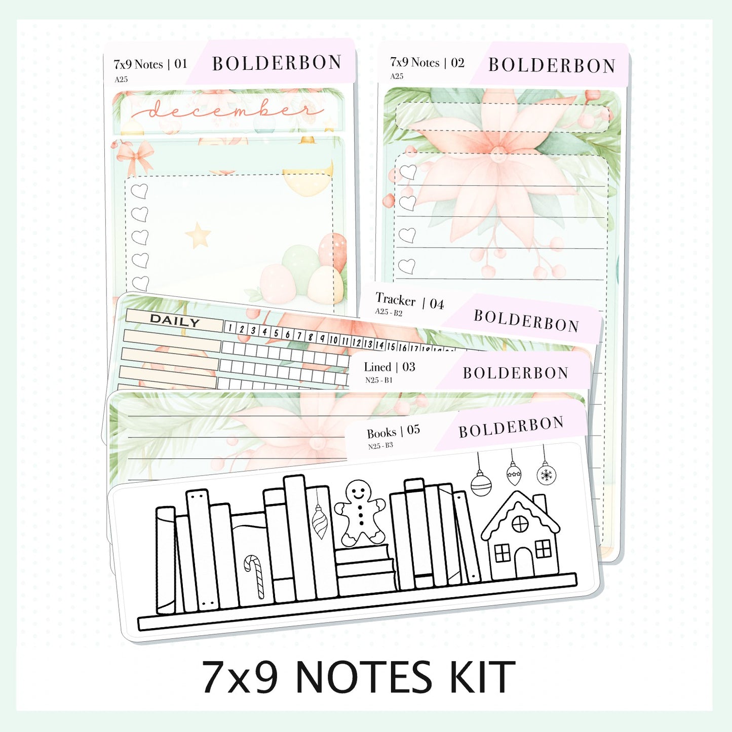 DECEMBER 7x9 Notes Kit || 2025/2026 Planner Sticker Kit for Erin Condren Planners, Festive Christmas Planner Stickers, Holiday Pastel Vibe
