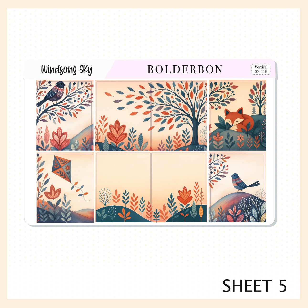 WINDSONG 7x9 Vertical Sticker Kit || Whimsical Woodland Forest Theme, Fall Leaves Vibe Planner Stickers