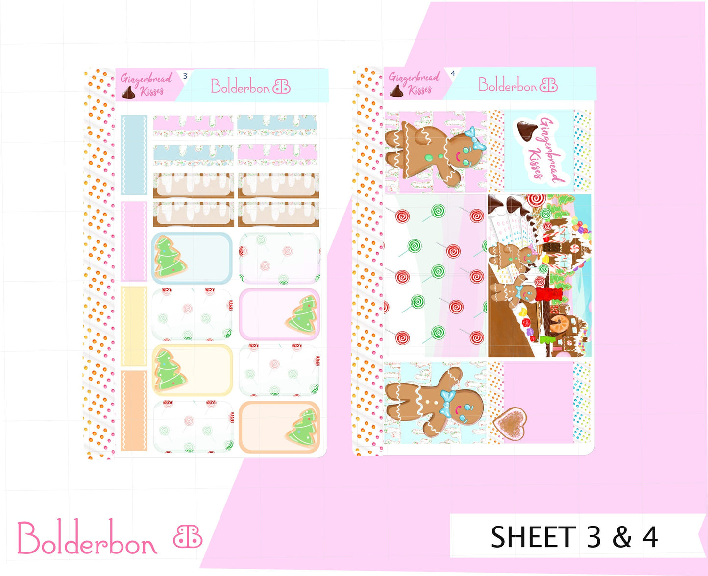 GINGERBREAD KISSES || 7x9 Vertical Planner Sticker Kit