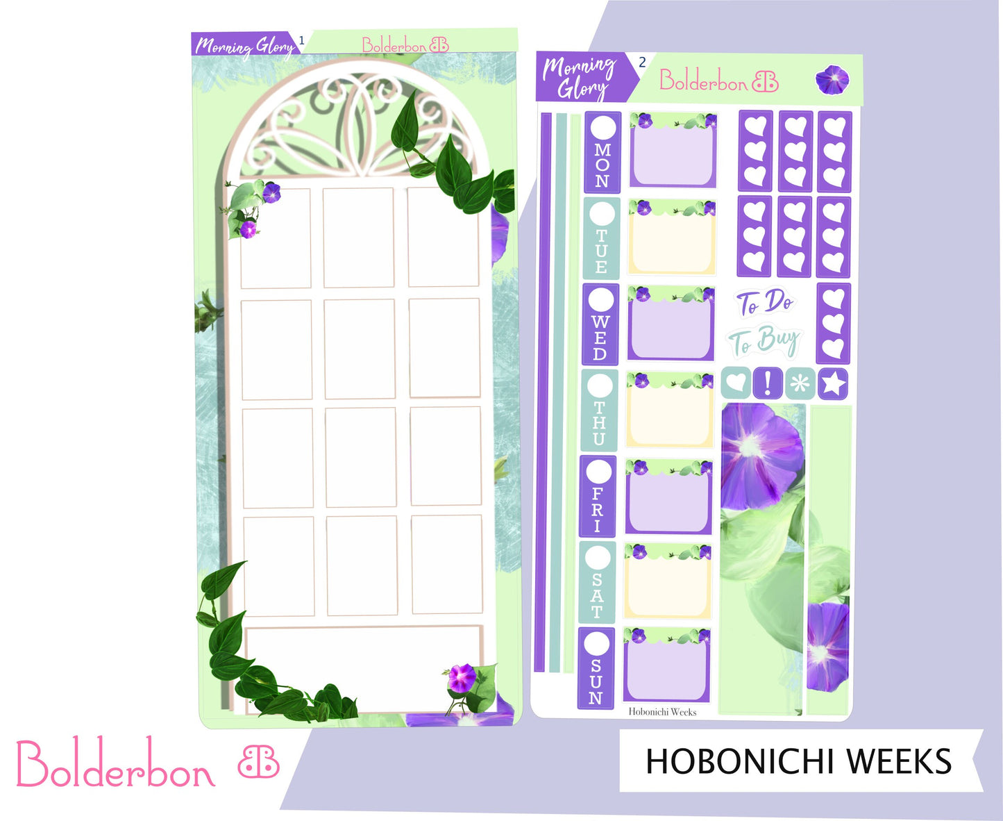 MORNING GLORY || Hobonichi Weeks Planner Sticker Kit