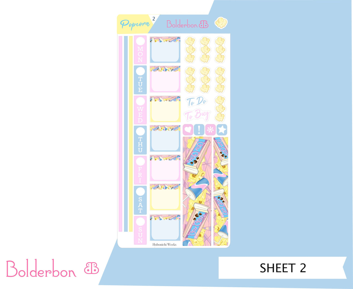 POPCORN || Hobonichi Weeks Planner Sticker Kit