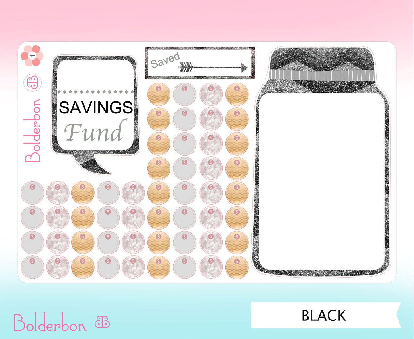 SAVINGS FUND TRACKER || Cute Mason Jar Tracker, Planner stickers