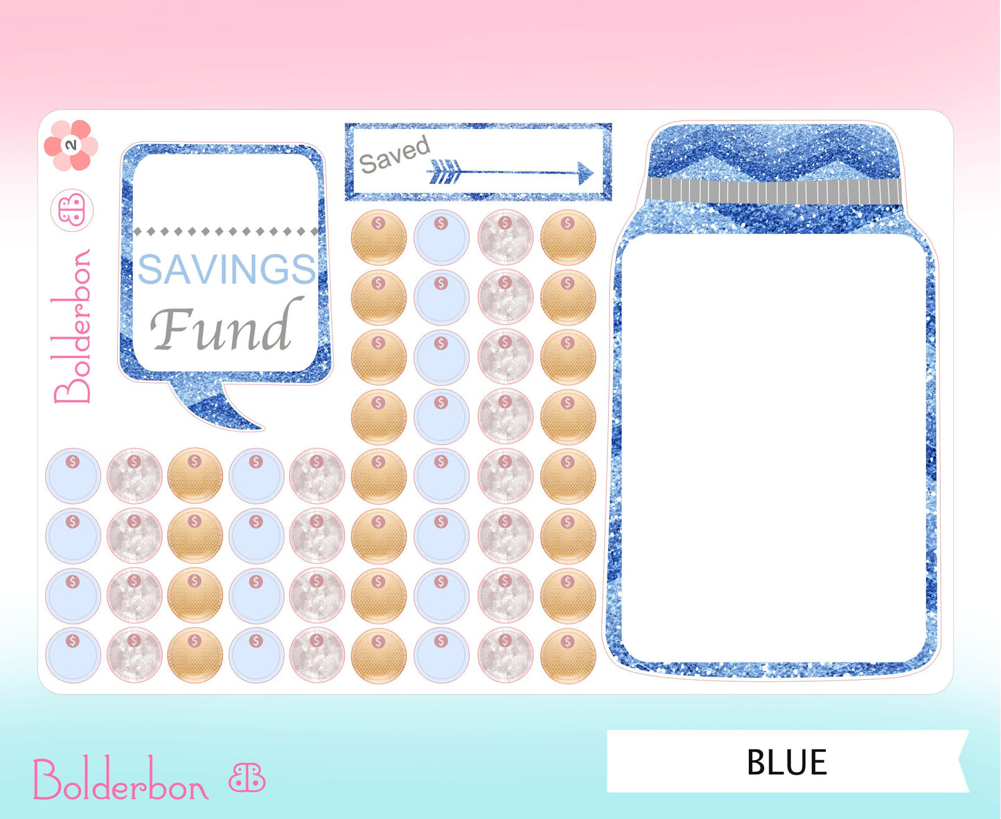 SAVINGS FUND TRACKER || Cute Mason Jar Tracker, Planner stickers