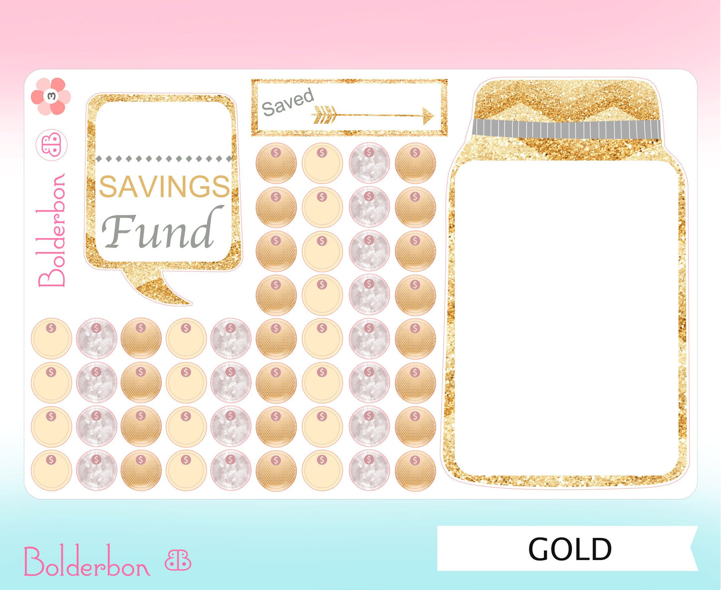 SAVINGS FUND TRACKER || Cute Mason Jar Tracker, Planner stickers