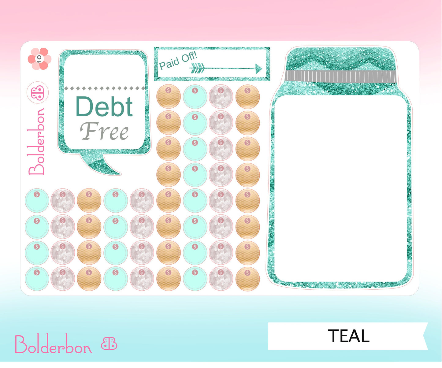 DEBT FREE TRACKER || Cute Mason Jar Planner Stickers