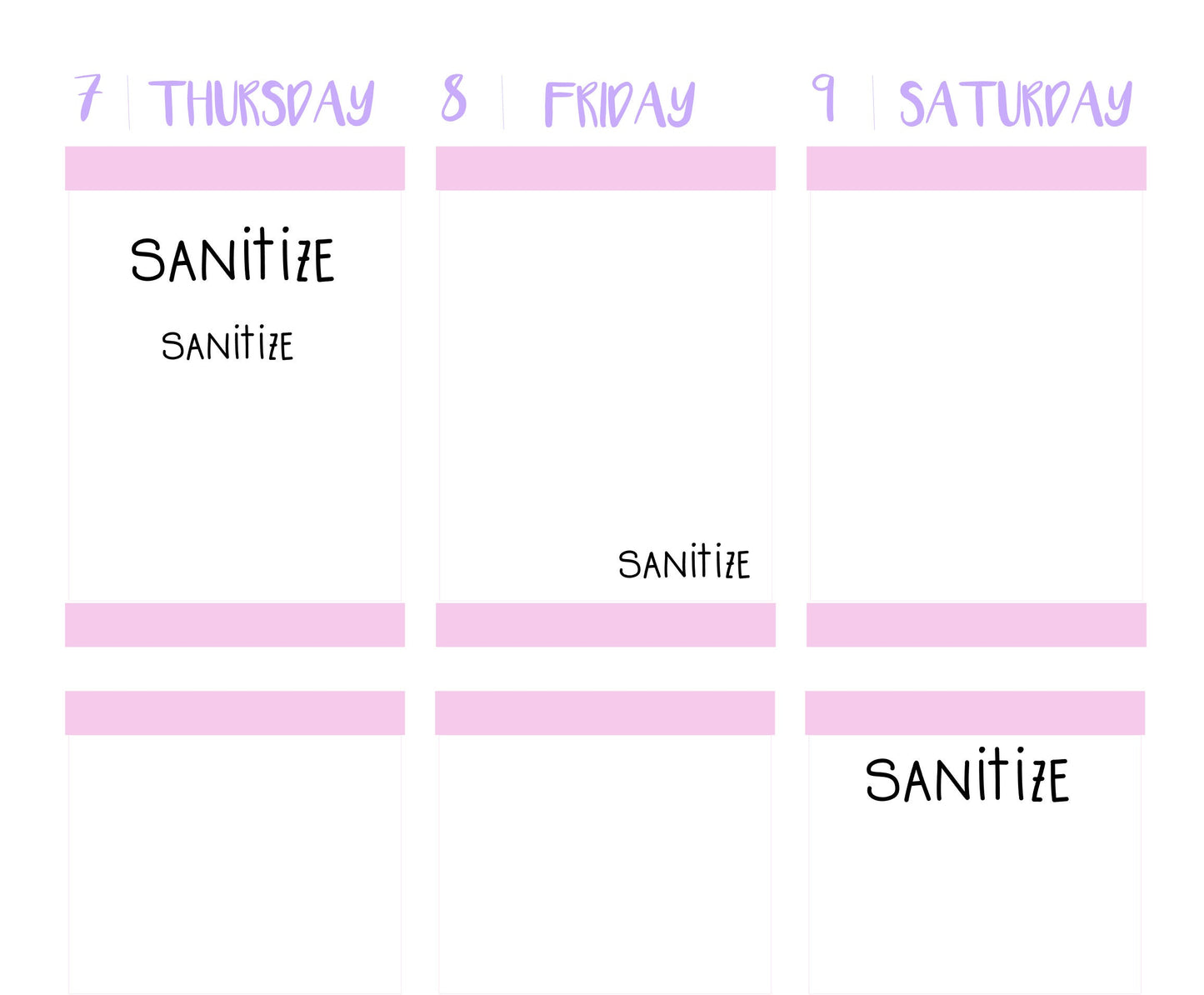 SANITIZE || Clear Handwritten Text Planner Stickers Neutral 1/4 Sheet and Mini Stickers