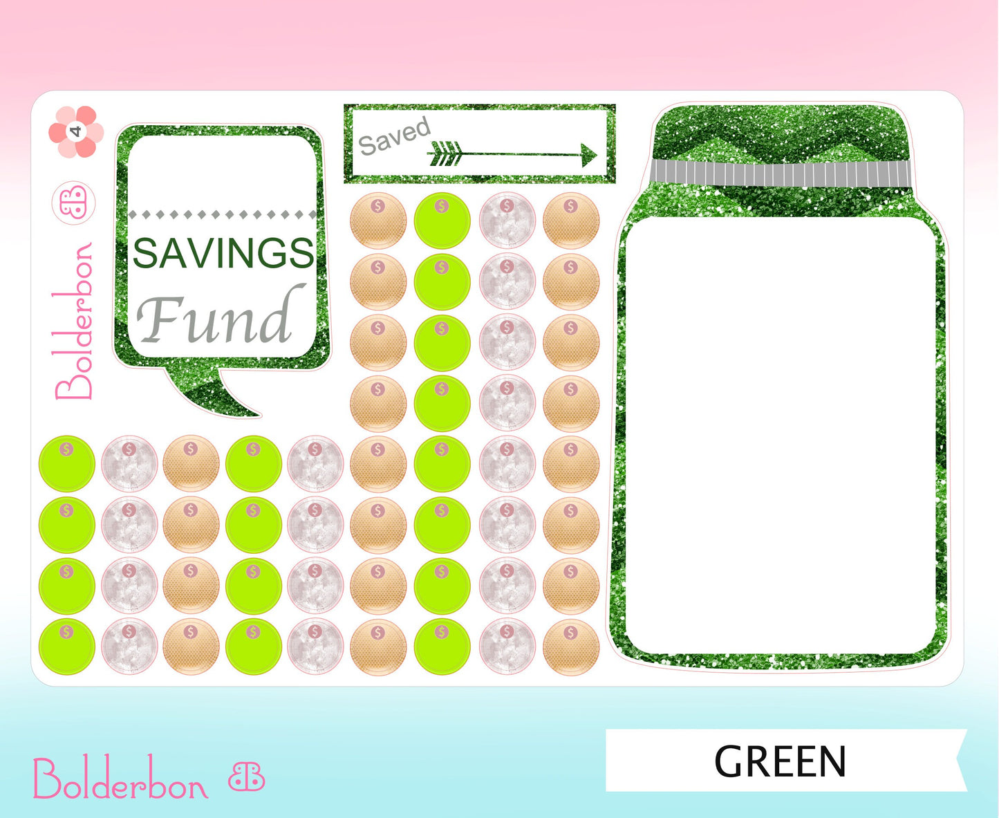 SAVINGS FUND TRACKER || Cute Mason Jar Tracker, Planner stickers