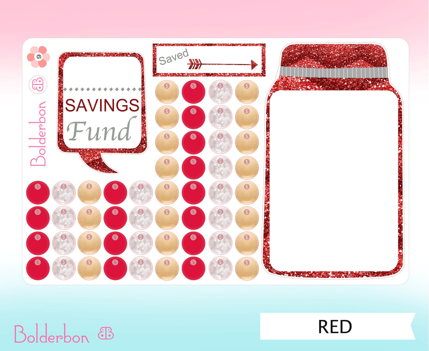 SAVINGS FUND TRACKER || Cute Mason Jar Tracker, Planner stickers
