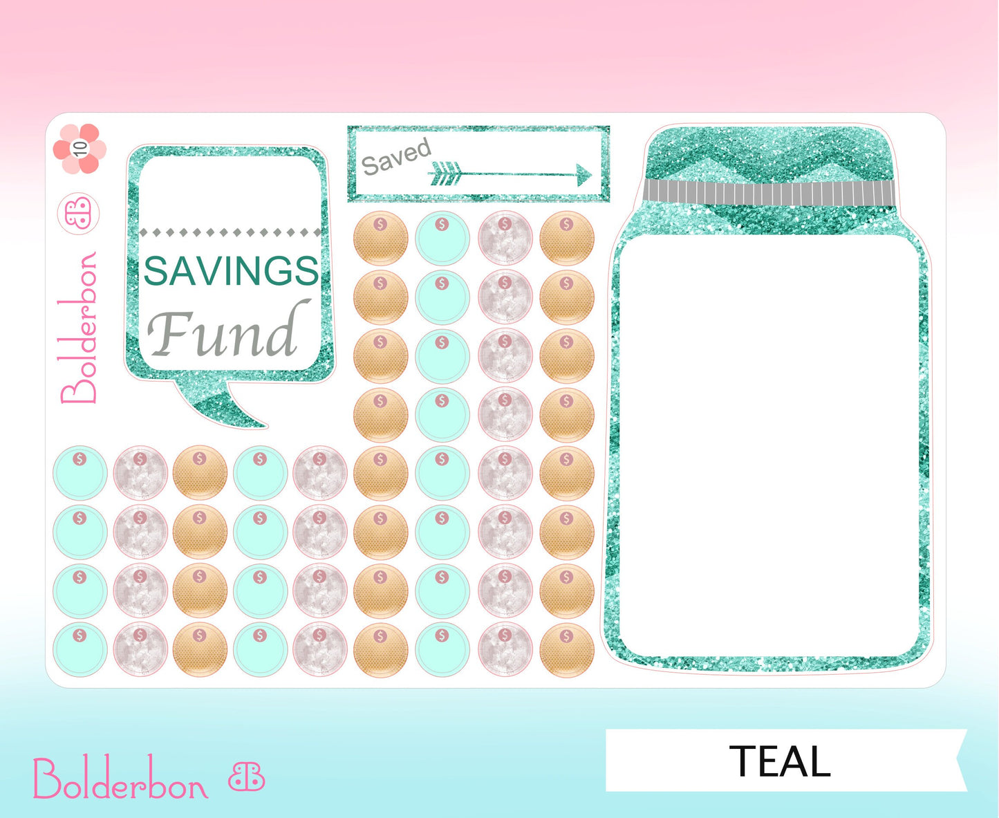 SAVINGS FUND TRACKER || Cute Mason Jar Tracker, Planner stickers