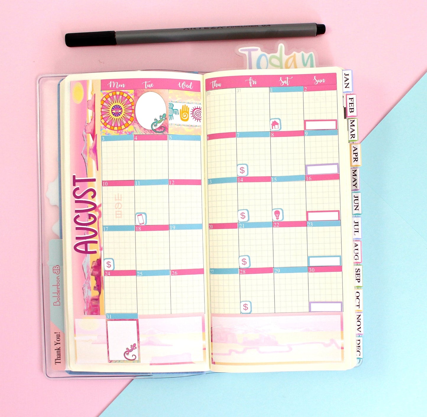 AUGUST Hobonichi Weeks || Aztec Dream Sticker Kit Monthly Planner Stickers for Hobo Weeks