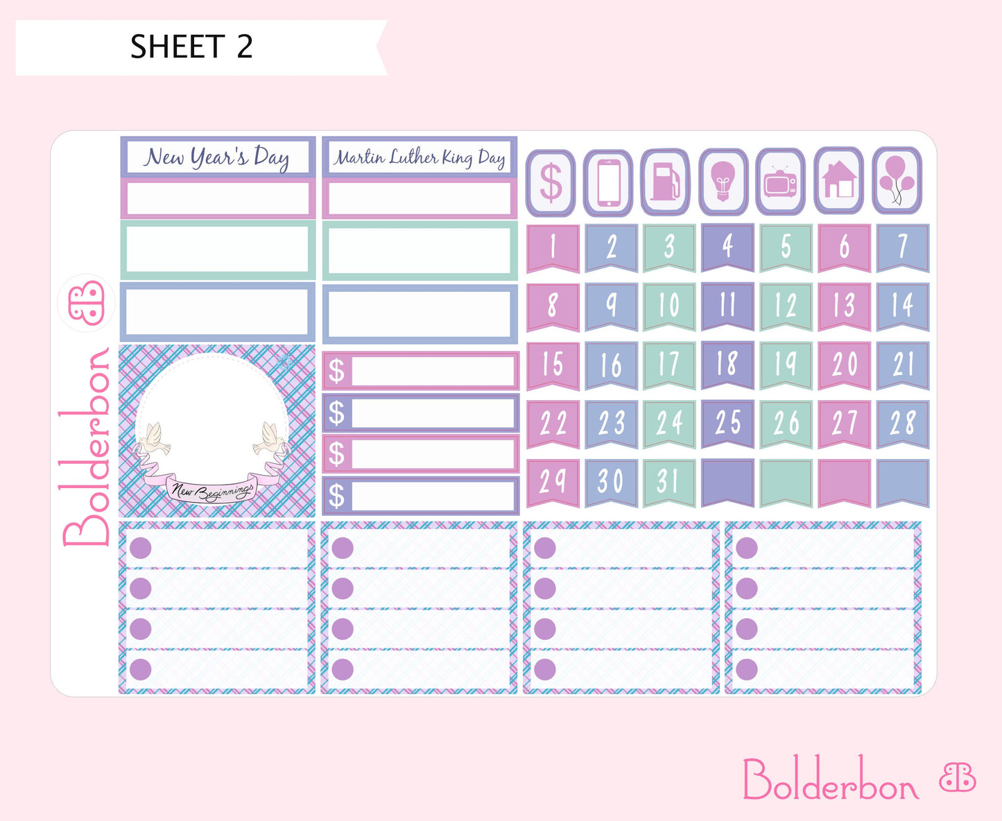 JANUARY 7x9 Monthly Sticker Kit