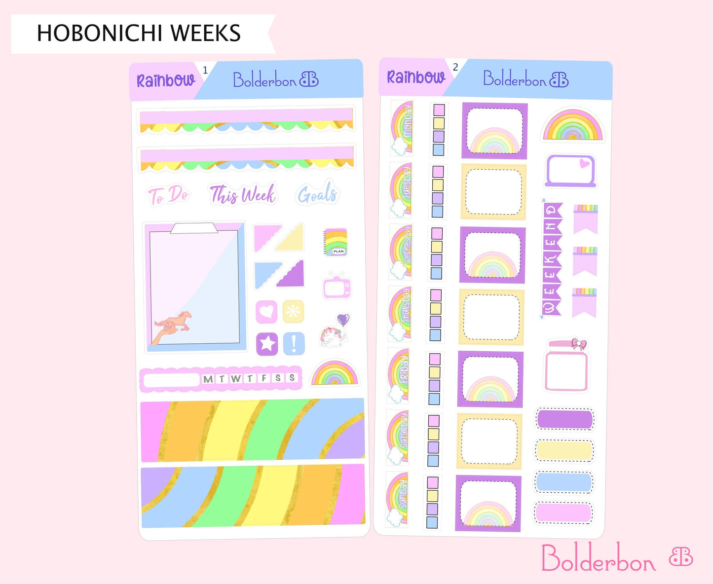 RAINBOW || Hobonichi Weeks Planner Sticker Kit
