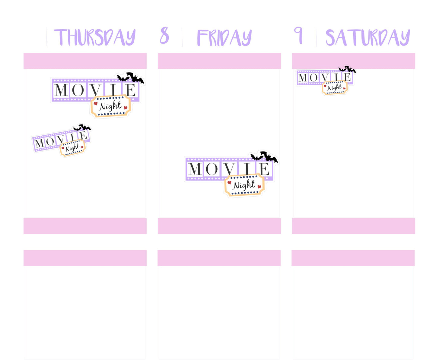 MOVIE NIGHT Stickers | Spooky Cute Halloween Planner Stickers