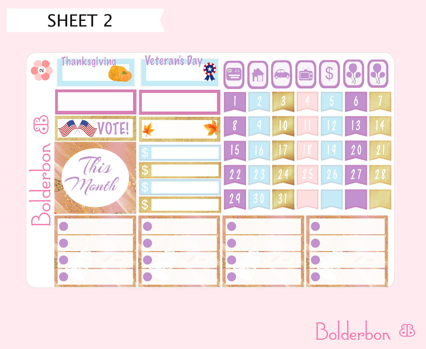 NOVEMBER 7x9 Monthly Sticker Kit