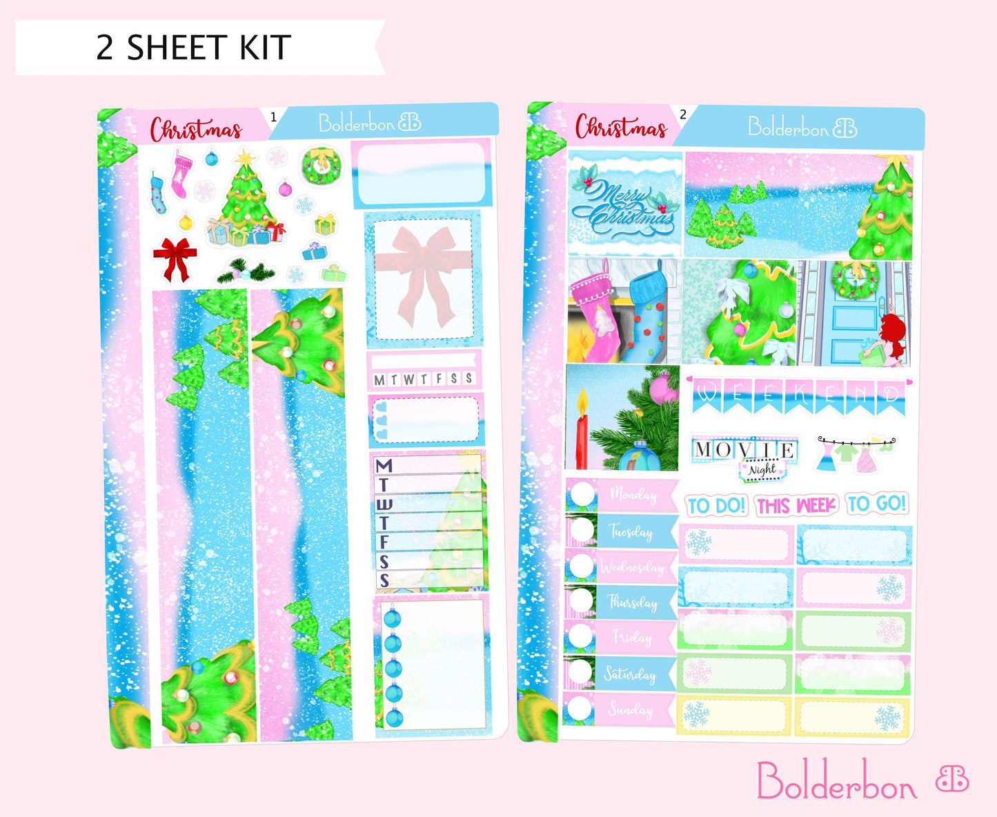 CHRISTMAS || Hobonichi Cousin Planner Sticker Kit