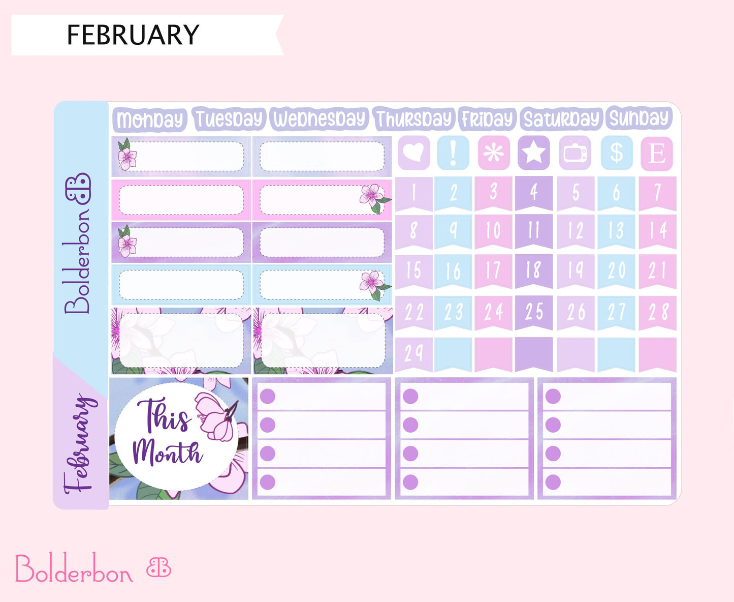 FEBRUARY 7x9 Monthly Sticker Kit