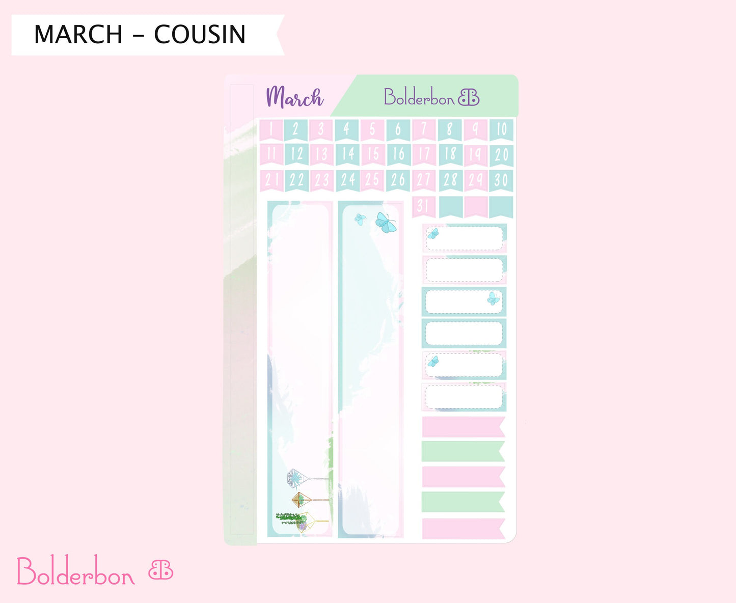 MARCH Hobonichi Cousin and A5 Day Free || SUCCULENTS Hand Drawn Cute Monthly Planner Sticker Kit