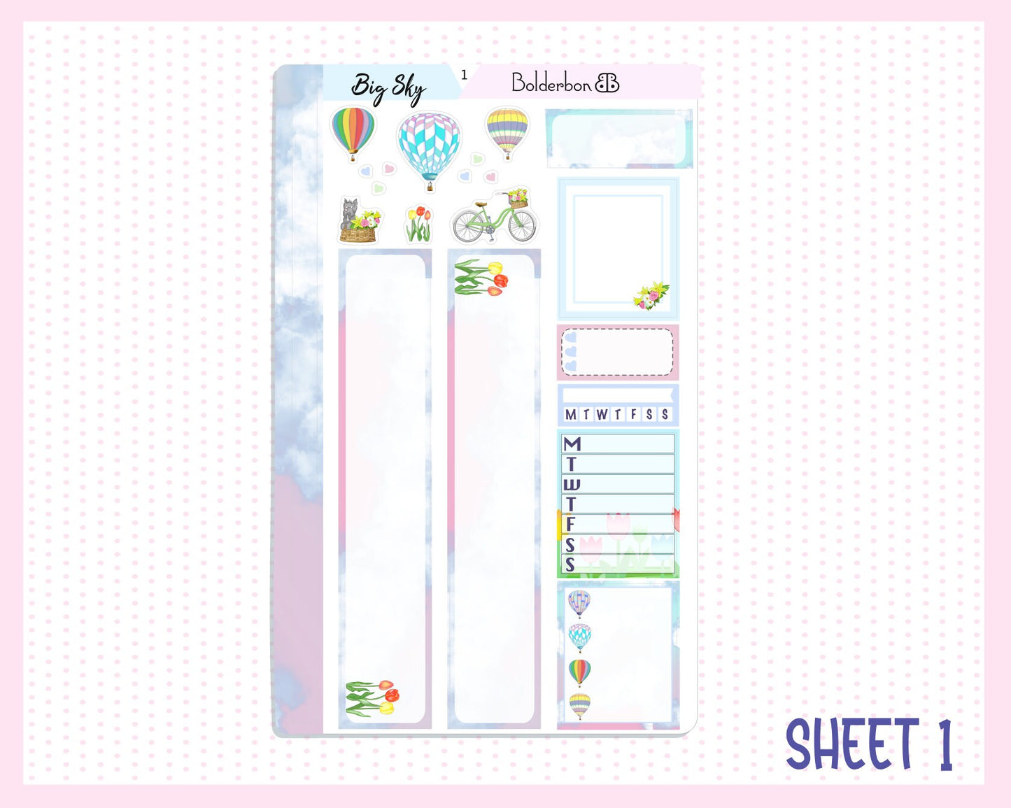 BIG SKY || Hobonichi Cousin Planner Sticker Kit