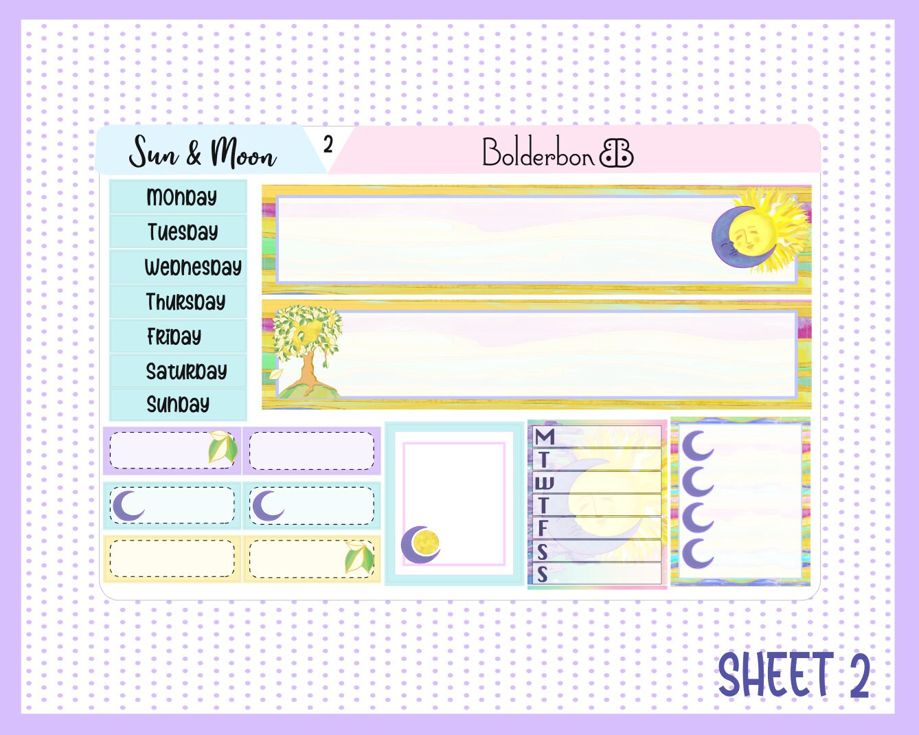 SUN & MOON || Hobonichi Cousin Planner Sticker Kit