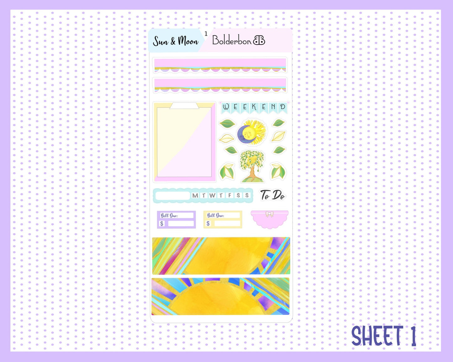 SUN & MOON || Hobonichi Weeks Planner Sticker Kit
