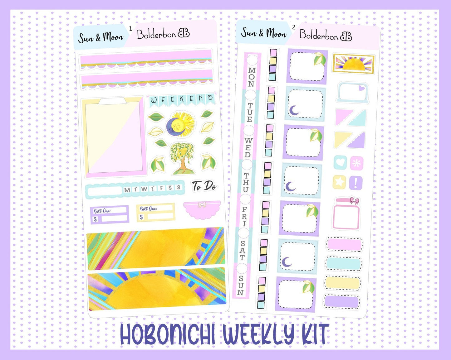 SUN & MOON || Hobonichi Weeks Planner Sticker Kit