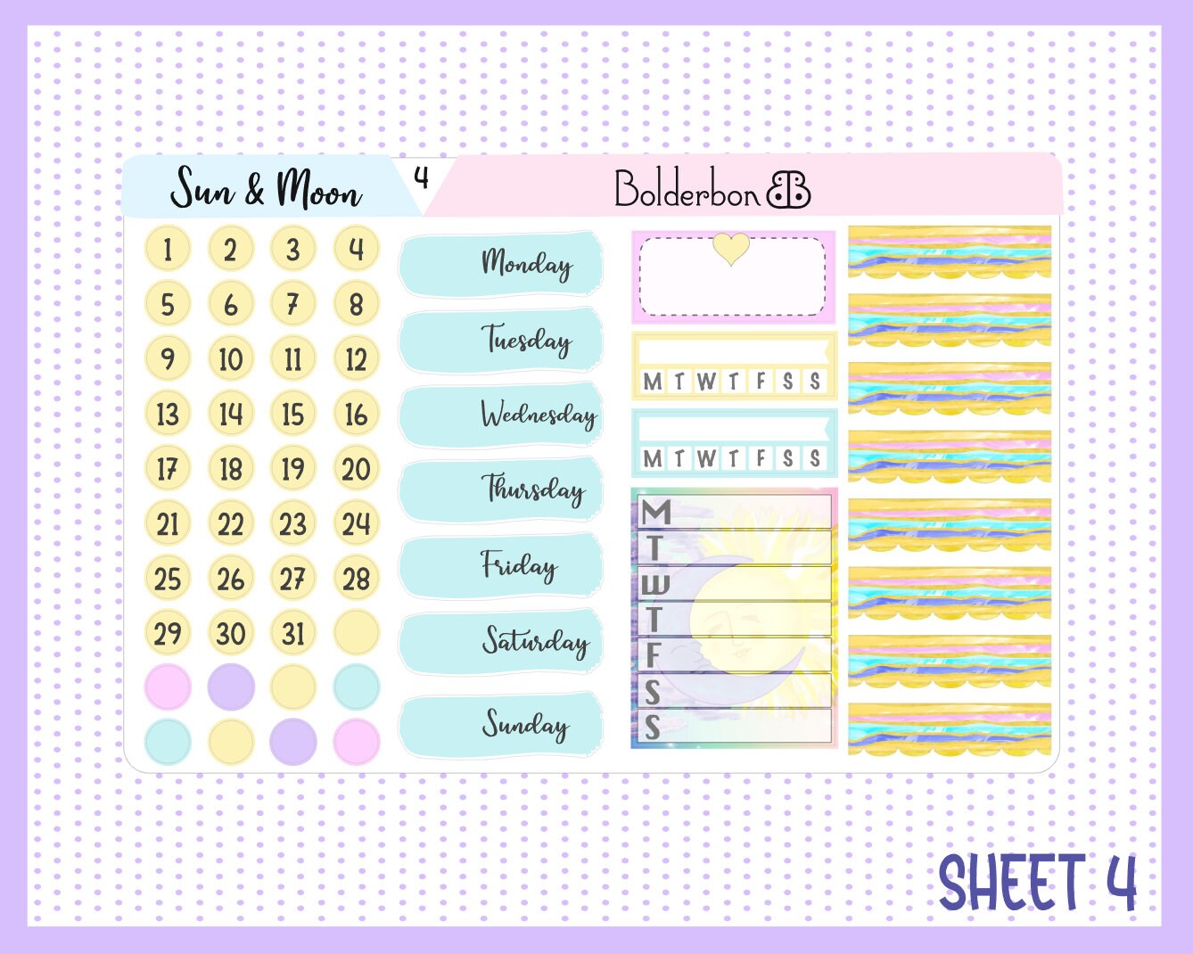 SUN & MOON || 7x9 Vertical Planner Sticker Kit