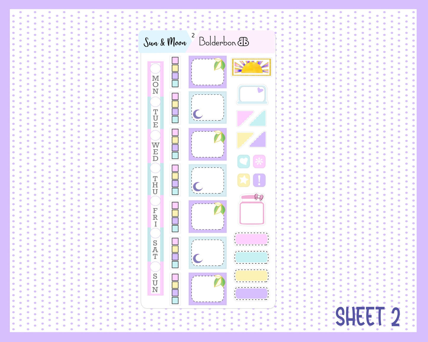 SUN & MOON || Hobonichi Weeks Planner Sticker Kit