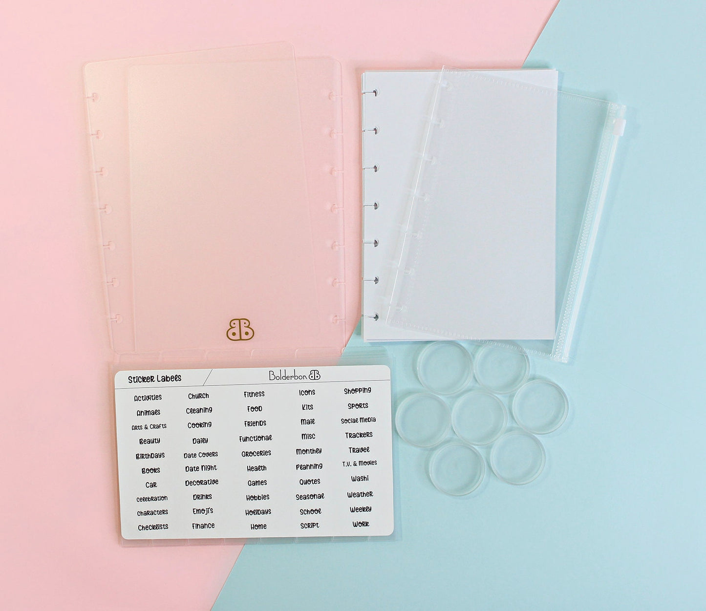 STICKER ALBUM BUNDLE || Clear B6 Album, Clear Cover, Dividers, Release Paper, Discs, Pouch, Labels