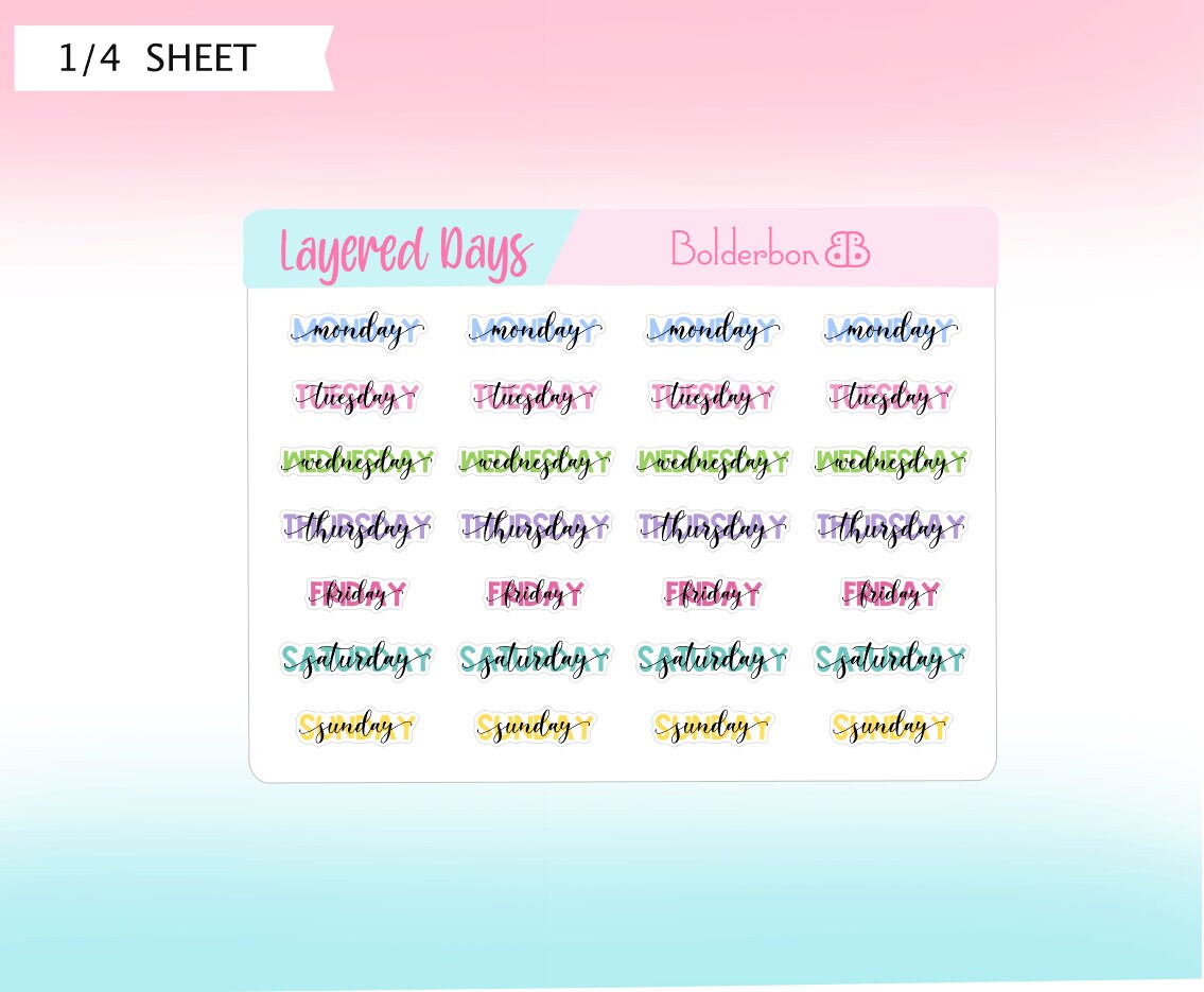 LAYERED DAYS Colorful || Script Planner Stickers