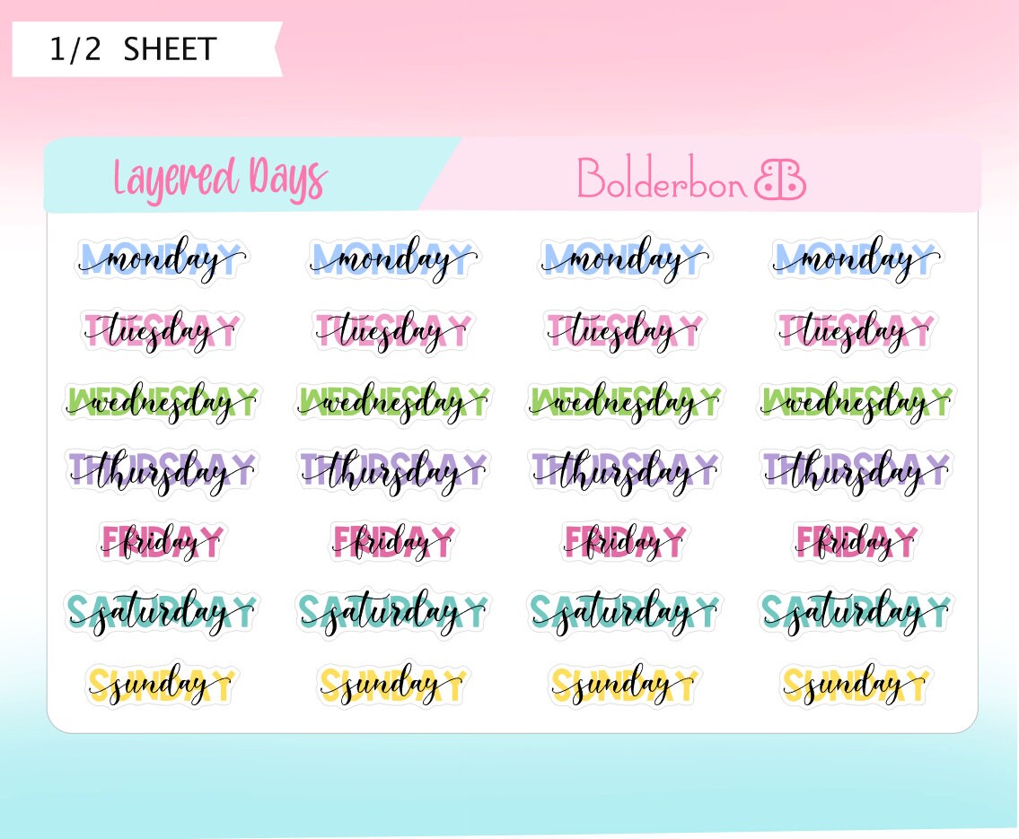 LAYERED DAYS Colorful || Script Planner Stickers