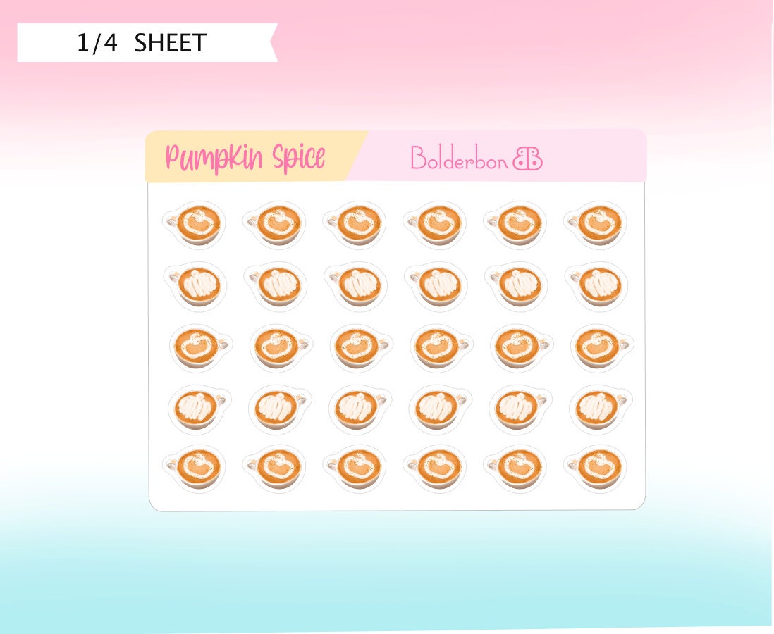 PUMPKIN SPICE Latte Stickers || Planner Stickers, Hand Drawn, Coffee, Mocha, Tea