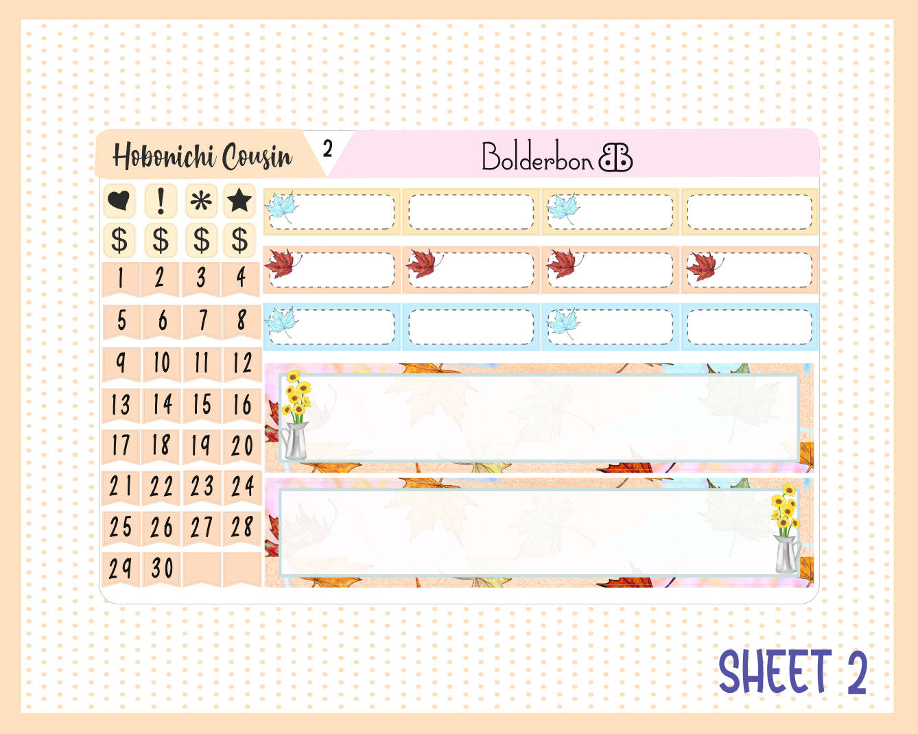 NOVEMBER Hobonichi Cousin and A5 Day Free || Fall Hand Drawn Cute Monthly Planner Sticker Kit