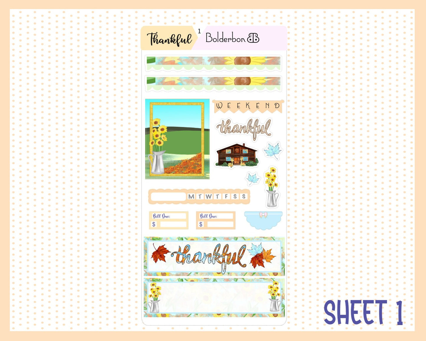 THANKFUL HEART || Hobonichi Weeks Planner Sticker Kit