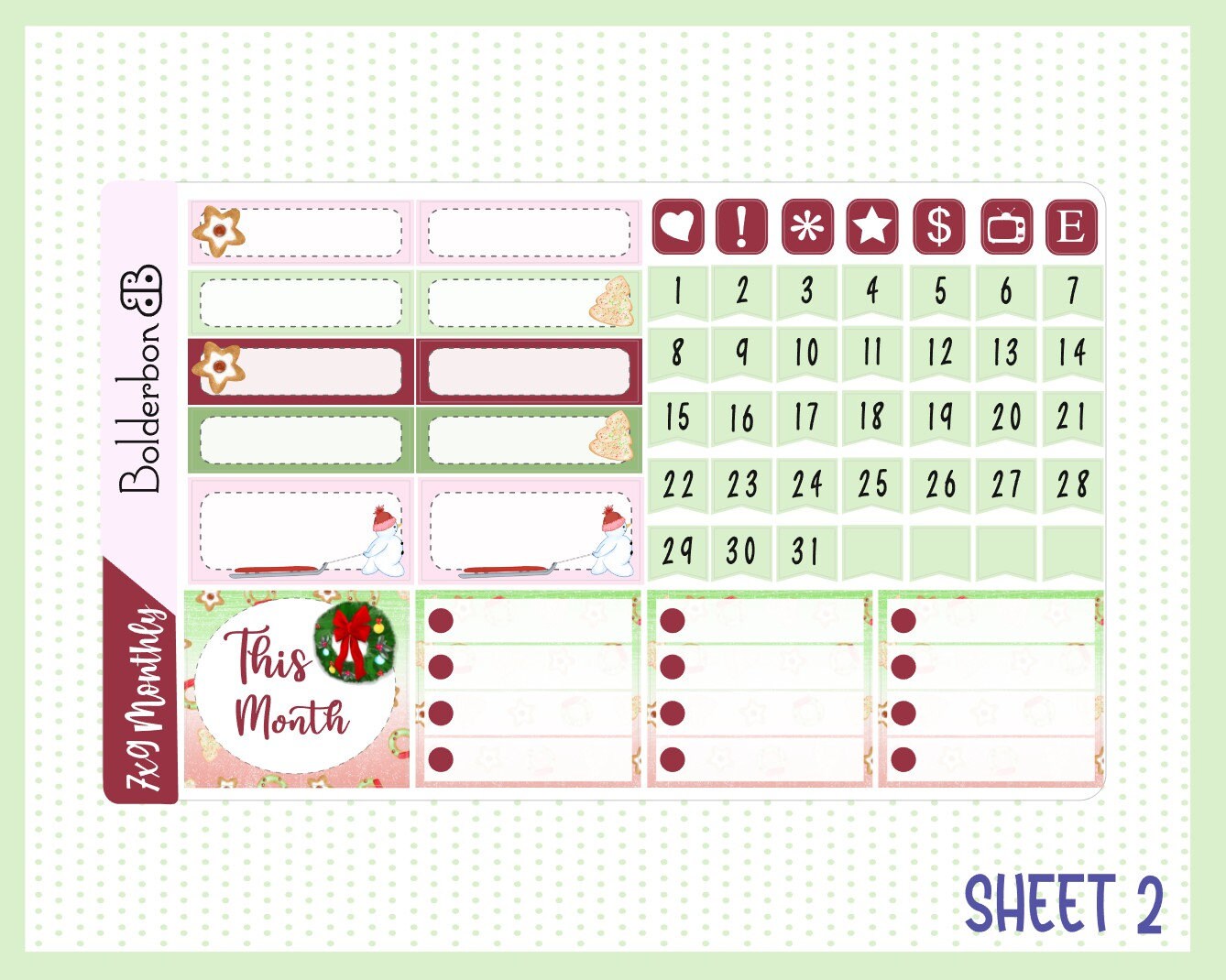 DECEMBER 7x9 Monthly Sticker Kit
