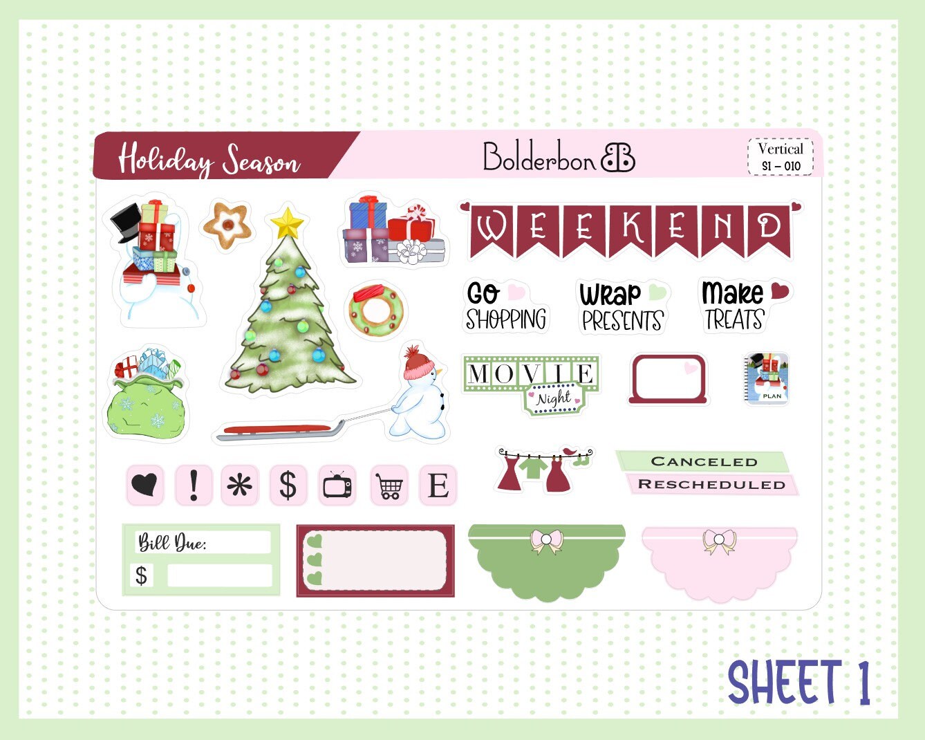 HOLIDAY SEASON || 7x9 Vertical Planner Sticker Kit