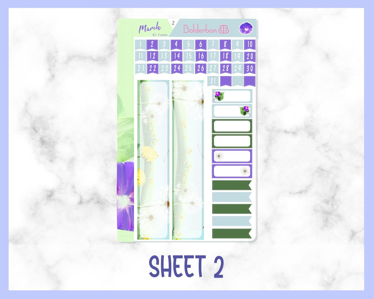 MARCH Hobonichi Cousin Monthly || Planner Sticker Kit, Day Free