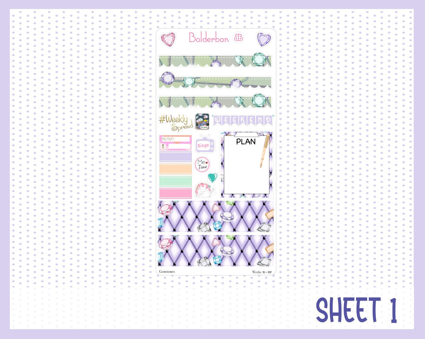GEMSTONES || Hobonichi Weeks Planner Sticker Kit
