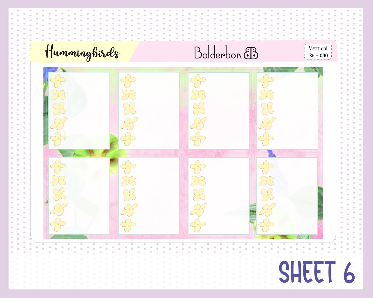 HUMMINGBIRDS || 7x9 Vertical Planner Sticker Kit