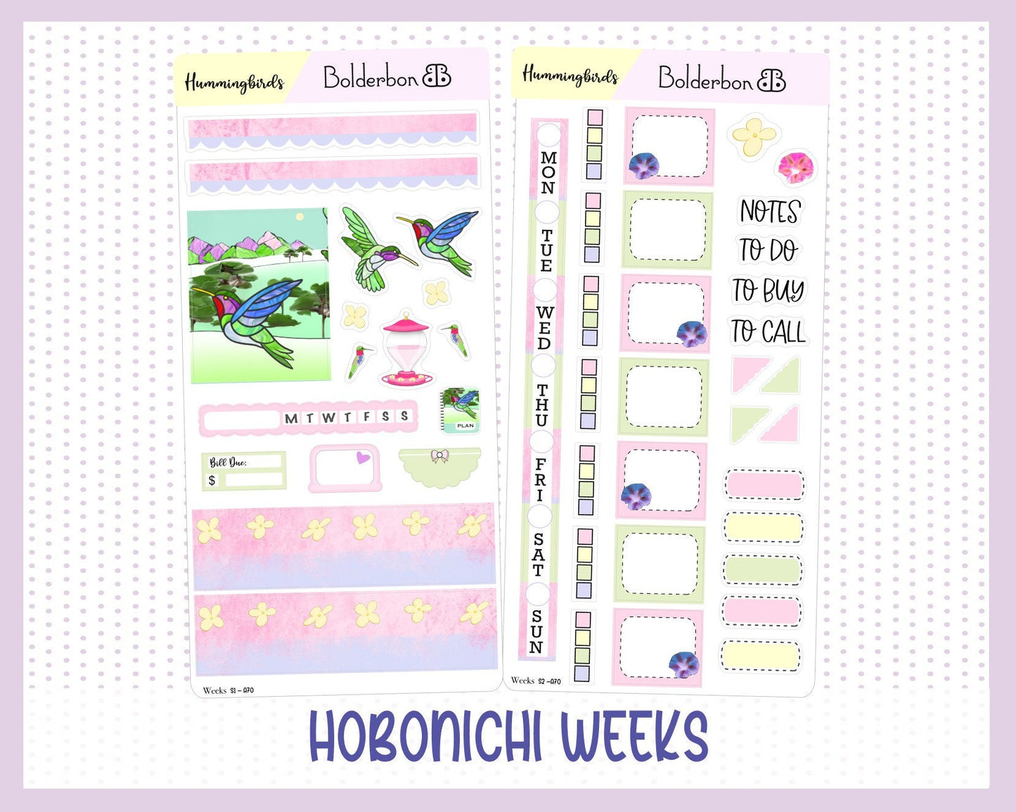 HUMMINGBIRDS || Hobonichi Weeks Planner Sticker Kit